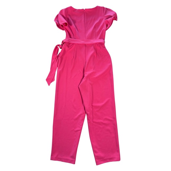 Calvin Klein Pants - Calvin Klein Short Sleeve Waist Tie Jumpsuit Size 4 Hot Pink One Piece EUC